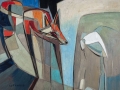 163 - Fox Hunting Egret Hunting. Oil On linen - 80x100cm
