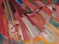 207 Bullfinches Moving Through Light 50x61cm oil on board. Lockwood. Birds